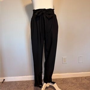 Grace Karin Black Tie-Waist Trousers